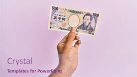  Presentation with trophy award hand holding - Slide deck enhanced with hispanic-hand-holding-one-5000 background and a lemonade colored foreground