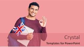  Presentation with student exchange - PPT layouts enhanced with hispanic-handsome-young-man-exchange background and a coral colored foreground