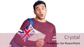  Presentation with student exchange - Slide set featuring hispanic-handsome-young-man-exchange background and a violet colored foreground