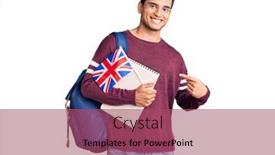  Presentation with student exchange - Presentation theme featuring hispanic-handsome-young-man-exchange background and a violet colored foreground