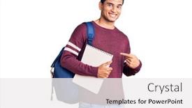  Presentation with prehistoric man - Slide set having hispanic-handsome-young-man-wearing background and a white colored foreground