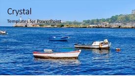 Presentation with long tailed boat fishing boat - Amazing PPT theme having hispanic heritage - bay of havana with small backdrop and a light blue colored foreground