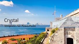  Presentation with view of havana - Presentation enhanced with orbits of destiny series artistic abstraction composed of sacred symbols signs geometry and designs on the subject of astrology alchemy magic witchcraft and fortune telling background and a tawny brown colored foreground