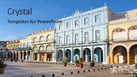  Presentation with hispanic heritage - Presentation theme enhanced with hispanic heritage - detail of old havana plaza background and a teal colored foreground