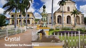  Presentation with hispanic heritage - Audience pleasing theme consisting of hispanic heritage - view of plaza mayor backdrop and a coral colored foreground