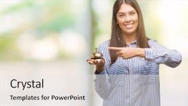  Presentation with hotel company anniversary - Theme enhanced with hispanic holding hotel ring bell background and a sky blue colored foreground