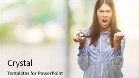  Presentation with hotel - Colorful slides enhanced with hispanic holding hotel ring bell backdrop and a sky blue colored foreground