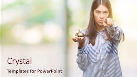  Presentation with hotel front office - Slides enhanced with hispanic holding hotel ring bell background and a sky blue colored foreground