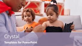  Presentation with halloween bat - Presentation design consisting of hispanic-man-and-girls-having background and a light blue colored foreground