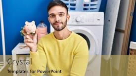  Presentation with attitude - Theme consisting of hispanic-man-doing-laundry-holding background and a yellow colored foreground