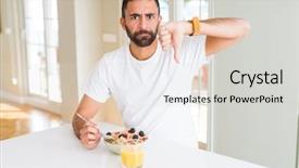  Presentation with healthy eating - Slide deck consisting of hispanic man eating healthy breakfast background and a  colored foreground