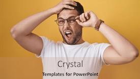  Presentation with stressed - Presentation theme having hispanic-man-holding-glasses-stressed background and a  colored foreground