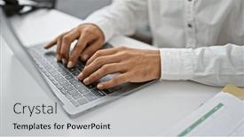  Presentation with work heart - PPT theme enhanced with hispanic-man-juggling-work-hands background and a light gray colored foreground