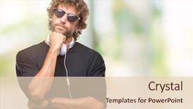  Presentation with werry old man and gis music - Theme enhanced with hispanic man listening to music background and a  colored foreground