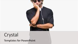  Presentation with music headphones - Theme with hispanic man listening to music background and a  colored foreground