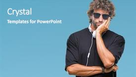  Presentation with old man and music - Theme enhanced with hispanic man listening to music background and a  colored foreground