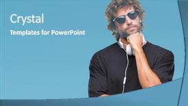  Presentation with music headphones - PPT theme enhanced with hispanic man listening to music background and a  colored foreground