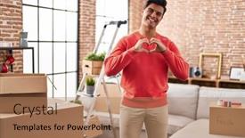  Presentation with romantic love - Slide set having hispanic-man-moving background and a coral colored foreground