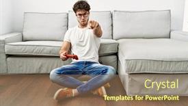  Presentation with video game - Presentation enhanced with hispanic-man-playing-video-game background and a coral colored foreground