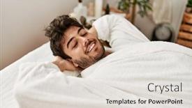  Presentation with head - Presentation theme consisting of hispanic-man-relaxed-with-hands background and a light gray colored foreground