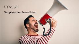  Presentation with protest - PPT theme enhanced with hispanic-man-shouting-angry background and a lemonade colored foreground