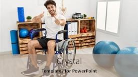  Presentation with physiotherapy - Slide deck consisting of hispanic-man-sitting-on-wheelchair background and a  colored foreground