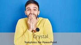  Presentation with blue - Slides consisting of hispanic-man-standing-over-blue background and a yellow colored foreground