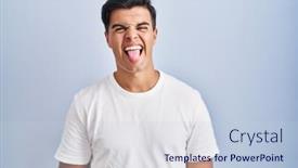  Presentation with standing out in the crowd - Slides with hispanic-man-standing-over-blue background and a lemonade colored foreground