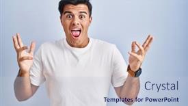  Presentation with blue eyes technology - Presentation consisting of hispanic-man-standing-over-blue background and a lemonade colored foreground