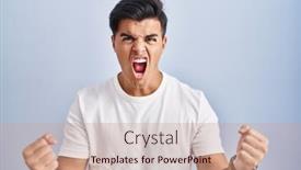  Presentation with blue - Slide deck featuring hispanic-man-standing-over-blue background and a coral colored foreground