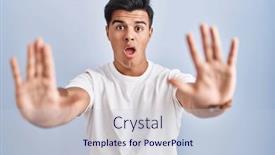  Presentation with frustration - Slide deck enhanced with hispanic-man-standing-over-blue background and a lemonade colored foreground