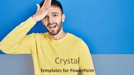  Presentation with memory - Slide deck with hispanic-man-standing-over-blue background and a yellow colored foreground