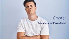  Presentation with blue - PPT theme featuring hispanic-man-standing-over-blue background and a  colored foreground