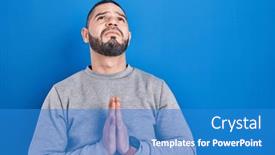  Presentation with hope - Presentation design featuring hispanic-man-standing-over-blue background and a teal colored foreground