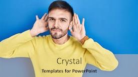  Presentation with deaf - PPT theme consisting of hispanic-man-standing-over-blue background and a yellow colored foreground