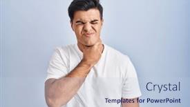  Presentation with sore throat - Presentation with hispanic-man-standing-over-blue background and a lemonade colored foreground