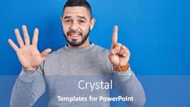  Presentation with blue - Presentation theme consisting of hispanic-man-standing-over-blue and a  colored foreground