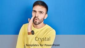  Presentation with blue - PPT theme featuring hispanic-man-standing-over-blue background and a  colored foreground
