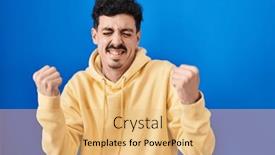  Presentation with blue - PPT layouts enhanced with hispanic-man-standing-over-blue and a yellow colored foreground