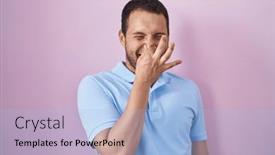  Presentation with breath - Presentation theme consisting of hispanic-man-standing-over-pink background and a light blue colored foreground