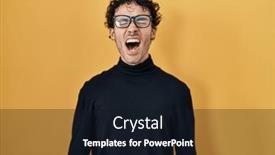  Presentation with anger - Presentation theme consisting of hispanic-man-standing-over-yellow background and a wine colored foreground