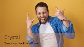  Presentation with yellow music - Slides enhanced with hispanic-man-standing-over-yellow background and a gold colored foreground