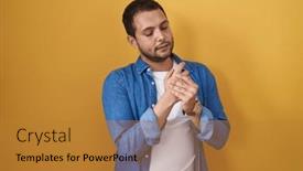  Presentation with inflammation - Presentation design consisting of hispanic-man-standing-over-yellow background and a gold colored foreground