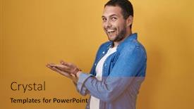  Presentation with yellow - PPT layouts enhanced with hispanic-man-standing-over-yellow and a gold colored foreground