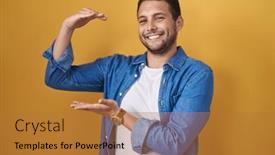  Presentation with yellow - Presentation with hispanic-man-standing-over-yellow and a  colored foreground