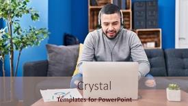  Presentation with laptop - Presentation with hispanic-man-using-laptop-working background and a soft green colored foreground