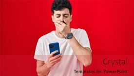  Presentation with smartphone - Presentation consisting of hispanic-man-using-smartphone-over background and a red colored foreground