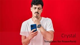  Presentation with sore throat - Slide set consisting of hispanic-man-using-smartphone-over and a crimson colored foreground