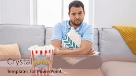  Presentation with home - Presentation design with hispanic-man-watching-tv background and a  colored foreground