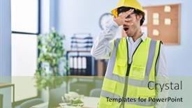  Presentation with architect - PPT theme consisting of hispanic-man-wearing-architect-hardhat background and a yellow colored foreground